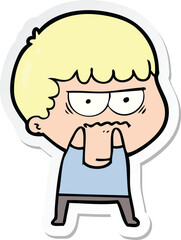 sticker of a cartoon annoyed man