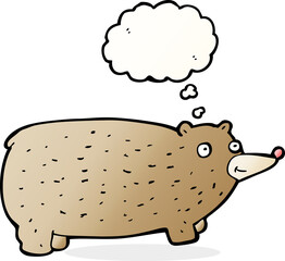 funny cartoon bear with thought bubble