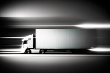 Abstract container truck concept driving at high speed. Generative AI illustration