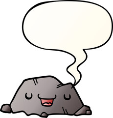 cartoon rock and speech bubble in smooth gradient style