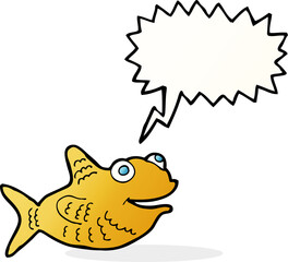 cartoon happy fish with speech bubble