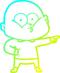 Obraz premium cold gradient line drawing cartoon bald man staring