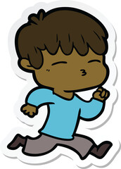 sticker of a cartoon curious boy
