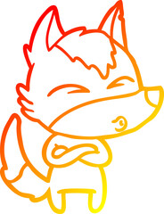 warm gradient line drawing cartoon wolf whistling