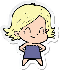 sticker of a cartoon friendly girl
