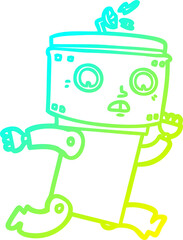 cold gradient line drawing cartoon robot