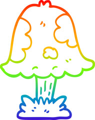 rainbow gradient line drawing cartoon mushroom