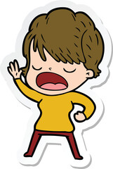 sticker of a cartoon woman talking