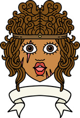 human barbarian character with banner illustration