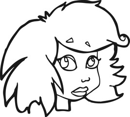 black and white cartoon female face