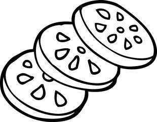 line drawing cartoon sliced tomato
