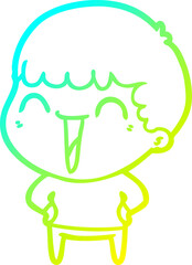 cold gradient line drawing cartoon happy man