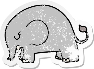 distressed sticker of a cute cartoon elephant