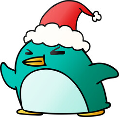 christmas gradient cartoon of kawaii penguin