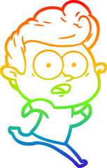 Obraz premium rainbow gradient line drawing cartoon staring man