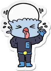 sticker of a disgusted cartoon alien