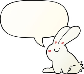 cartoon rabbit and speech bubble in smooth gradient style