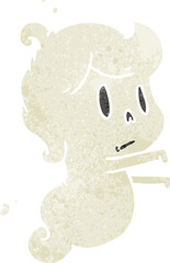 retro cartoon of a kawaii cute ghost
