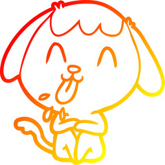 warm gradient line drawing cute cartoon dog