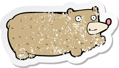 retro distressed sticker of a funny cartoon bear