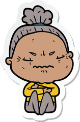 sticker of a cartoon annoyed old lady