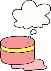 cartoon beauty lotion tub and thought bubble