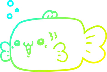 cold gradient line drawing cartoon fish