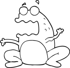 black and white cartoon burping frog