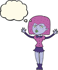 cartoon vampire girl with thought bubble