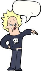 cartoon nasty boy with speech bubble