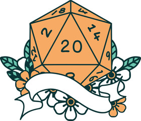 natural twenty D20 dice roll illustration
