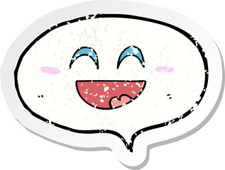 retro distressed sticker of a cute cartoon speech balloon