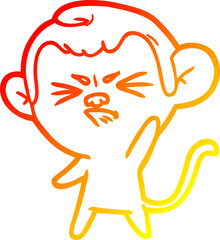 warm gradient line drawing cartoon annoyed monkey