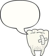 cartoon bad tooth and speech bubble