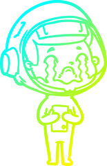cold gradient line drawing cartoon crying astronaut