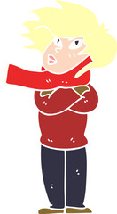 cartoon doodle girl with scarf