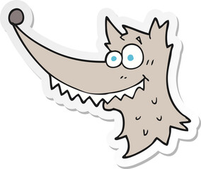 sticker of a cartoon wolf head