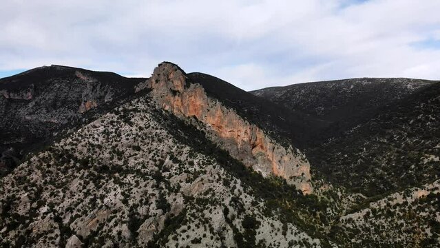 4K drone footage over climbing cliff in the mountains of Peloponesus, Leonidio, Greece.
Mid angle, traveling movement.