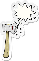 cartoon axe and speech bubble sticker