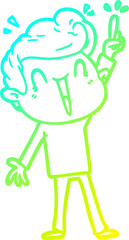 cold gradient line drawing cartoon excited man