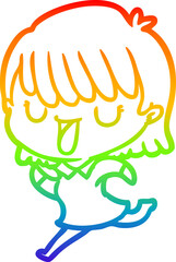 rainbow gradient line drawing cartoon woman