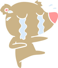 flat color style cartoon crying bear