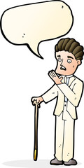 cartoon shocked gentleman with speech bubble