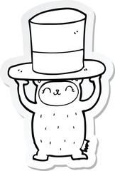 sticker of a cartoon bear with giant hat