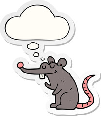 cartoon rat and thought bubble as a printed sticker