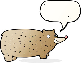 funny cartoon bear with speech bubble