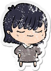 distressed sticker of a cartoon woman