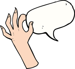 cartoon hand symbol with speech bubble