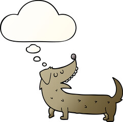 cartoon dog and thought bubble in smooth gradient style