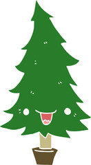 cute flat color style cartoon christmas tree